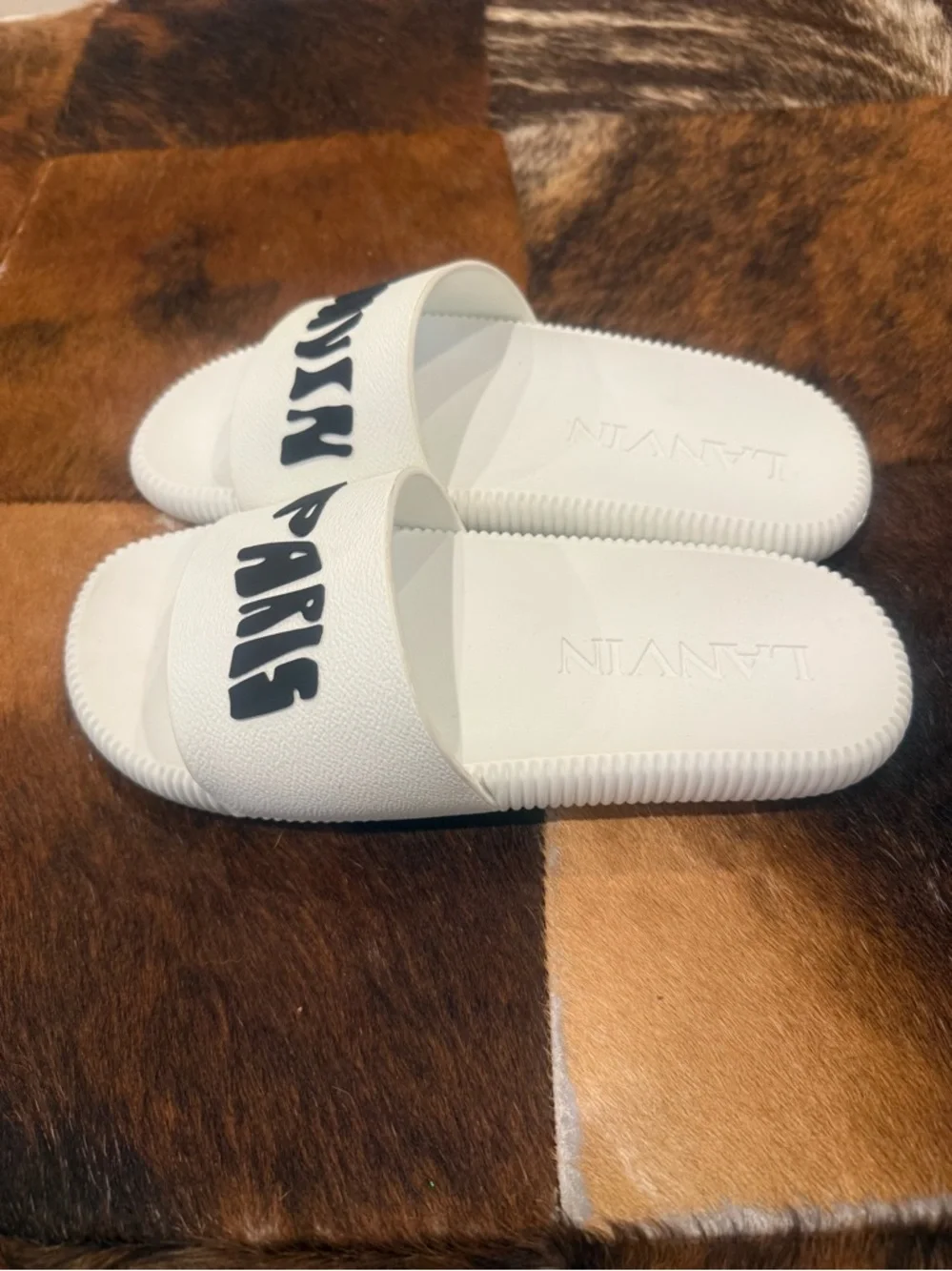 New Lanvin White Arpège Slide Sandals